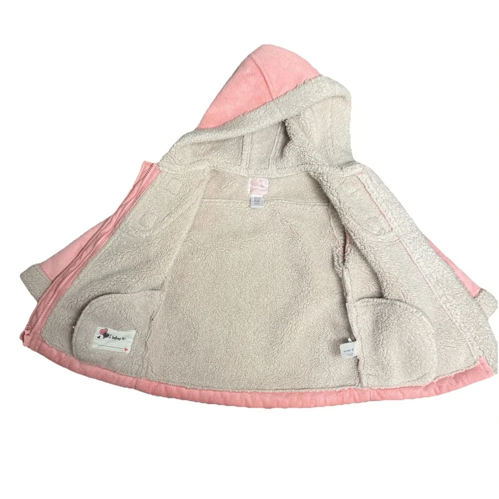 Old Navy Pink Faux Suede Sherpa Lined‎ Toggle Coat Jacket 18-24 Months Excellent